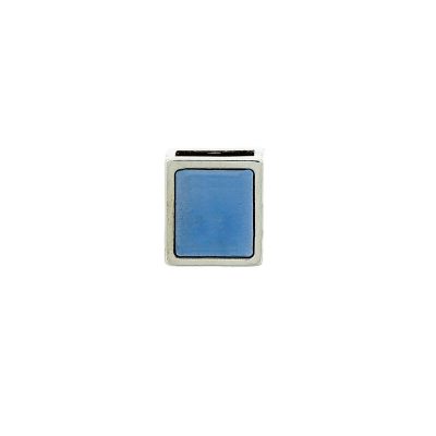 Pasador Esmaltado Azul Translucido Con Baño De Niquel de 14 mm. de Largo Para Fleje De Cuero De 10 Mm.Bolsa De 2 Piezas