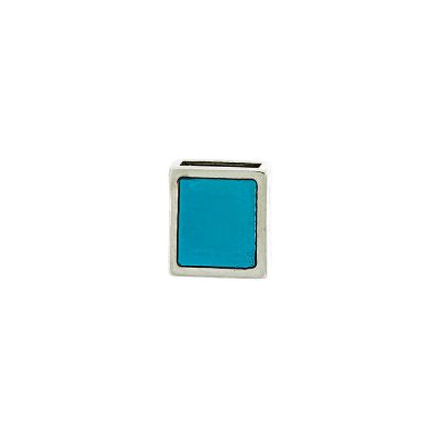 Pasador Esmaltado Turqueza Translucido Con Baño De Niquel de 14 mm. de Largo Para Fleje De Cuero De 10 Mm.Bolsa De 2 Piezas