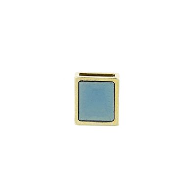 Pasador Esmaltado Azul Translucido Con Baño De Oro 24Kt. de 14 mm. de Largo Para Fleje De Cuero De 10 Mm. Bolsa De 2 Piezas