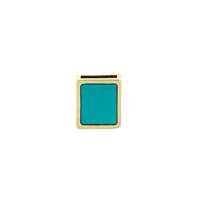 Pasador Esmaltado Turqueza Translucido Con Baño De Oro 24Kt. de 14 mm. de Largo Para Fleje De Cuero De 10 Mm.Bolsa De 2 Piezas