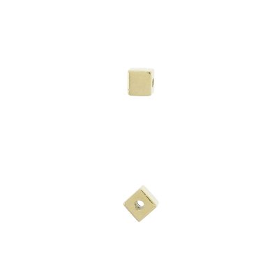Separador Cubo Bañado En Oro 24Kt. De 6*6 Mm. Y Orificio De 2 Mm.De Dia.(Bolsa De 12 Piezas)