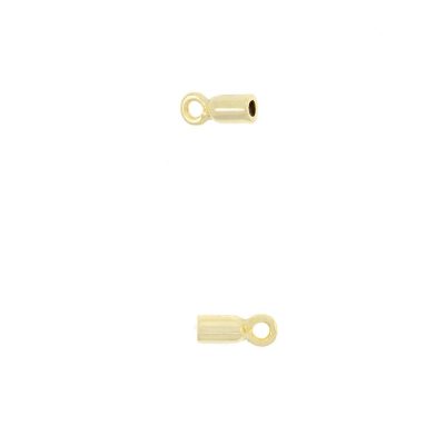 Terminal Con Baño De Oro 24Kt. Para Cordon Con Orificio De 2 Mm. De Dia.(Bolsa De 8 Piezas)