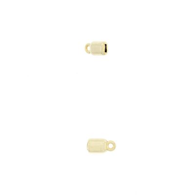 Terminal Con Baño De Oro 24Kt.Para Fleje De Cuero De 3 Mm.(Bolsa De 8 Piezas)