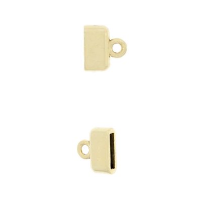 Terminal Con Baño De Oro 24Kt. Para Fleje De Cuero De 12 Mm.(Bolsa De 8 Piezas)