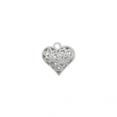 Dije Corazon Tallado Hueco Con Baño De Niquel De 20 * 20 Mm.(Bolsa De 2 Piezas)