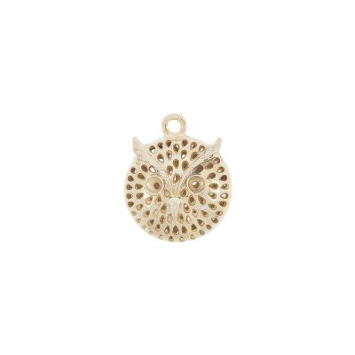Colgante Buho Con Baño De Oro 24Kt. De 26 Mm. De Dia.(Bolsa De 1 Pieza)