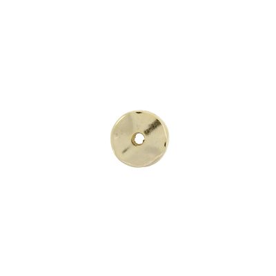 Separador Bañado En Oro 24Kt. De 14 Mm. De Dia. liso ondulado Con Orificio De 3 Mm. De Dia.(Bolsa De 6 Piezas)