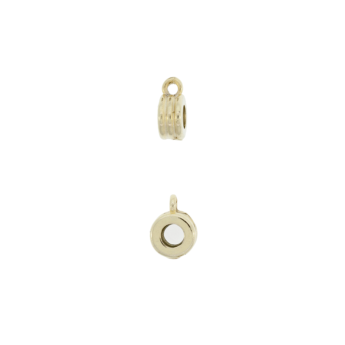 Separador Porta Dijes Bañado En Oro 24Kt. Con Orificio De 4 Mm. De Dia.(Bolsa De 4 Piezas)