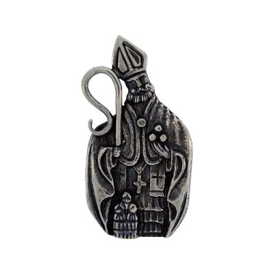 Colgante San Nicolas De Bari Con Baño De Niquel Envejecido De 65 * 34 Mm.(Bolsa De 1 Pieza)