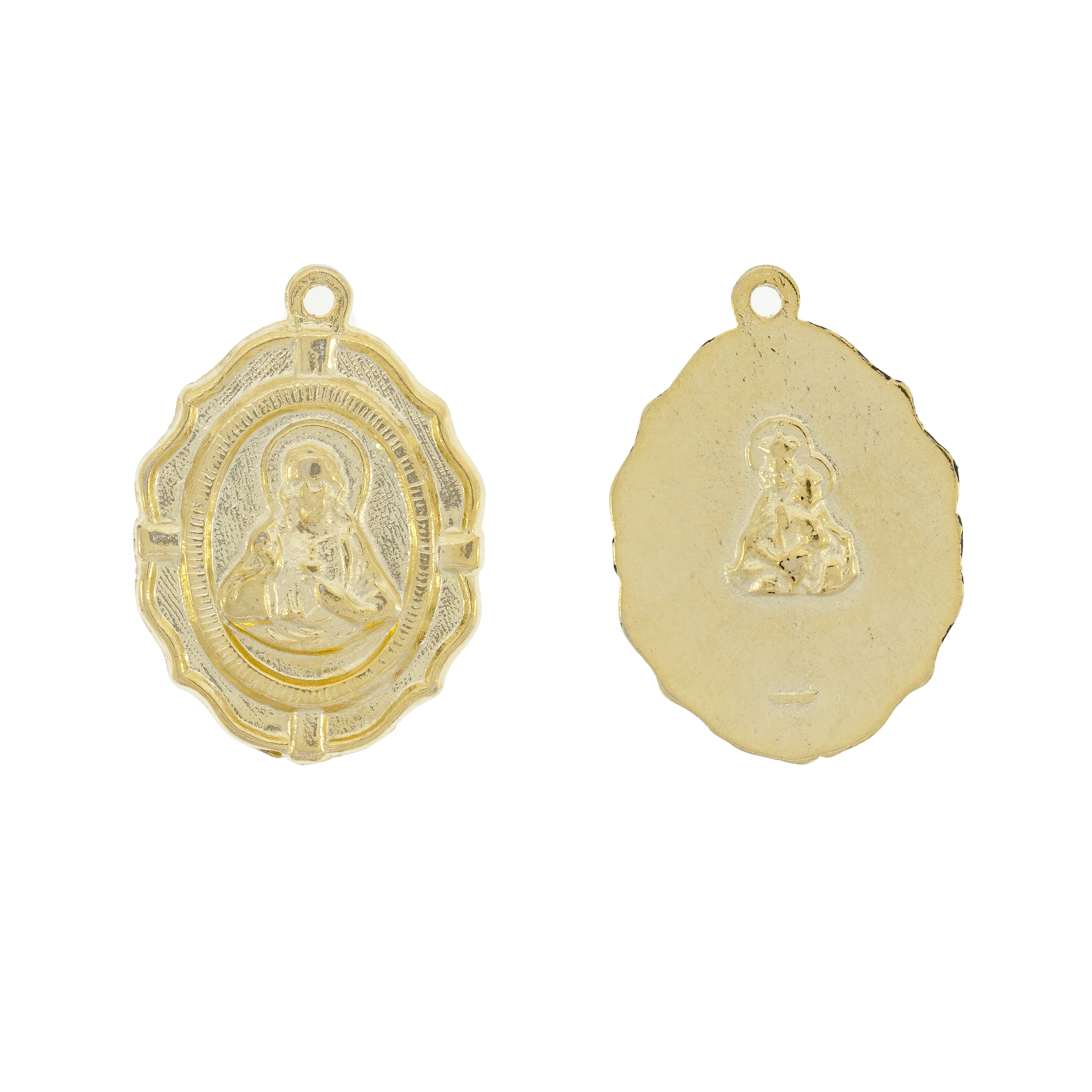 Dije Medalla Religiosa Con Baño De Oro 24Kt. De 31 * 22 Mm.(Bolsa De 2 Piezas)