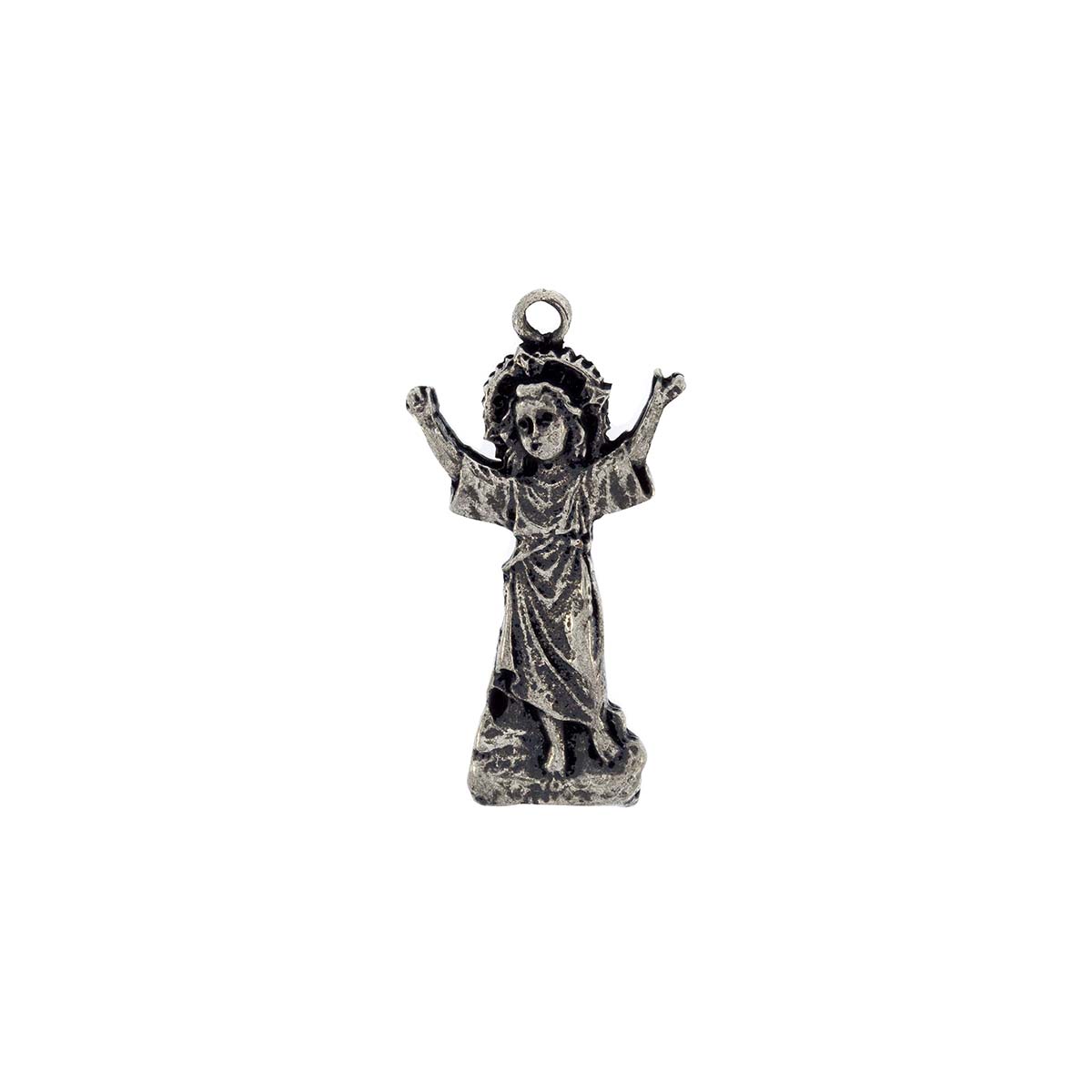 Colgante Niño Jesus Con Baño De Niquel Envejecido De 42 * 23 Mm.(Bolsa De 1 Pieza)