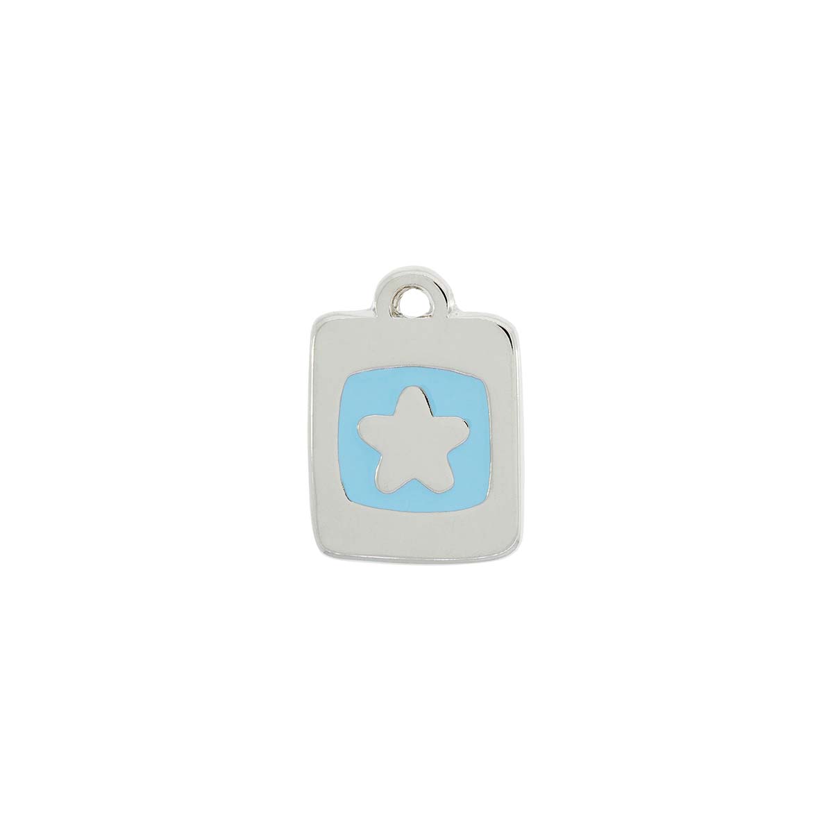 Colgante Esmaltado En Celeste Con Baño De Niquel De 31 * 23 Mm.(Bolsa De 1 Pieza)