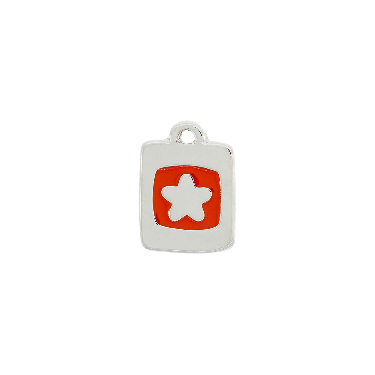 Colgante Esmaltado En Naranja Con Baño De Niquel De 31 * 23 Mm.(Bolsa De 1 Pieza)