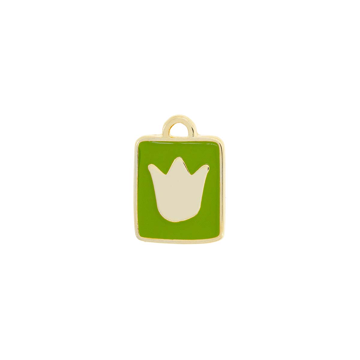 Colgante Esmaltado En Verde Con Baño De Oro 24Kt. De 31 * 23 Mm.(Bolsa De 1 Pieza)