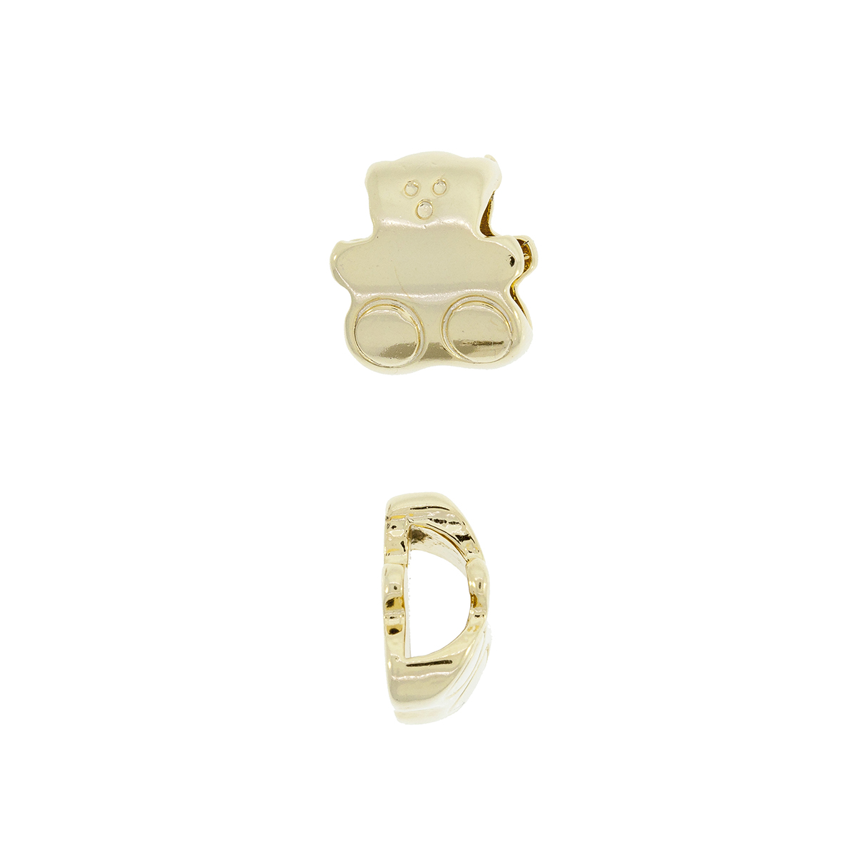 Pasador Con Baño De Oro 24Kt. Para Fleje De Cuero De 12 Mm.,Cordon De Cuero De 10X4.5 Y Media Caña De 10 Mm.(Bolsa De 2 Piezas)