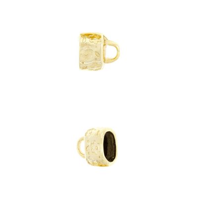 Terminal Con Baño De Oro 24Kt. Para Cordon De Cuero De 10X6 Mm.O Media Caña De 10 Mm.(Bolsa De 4 Piezas)
