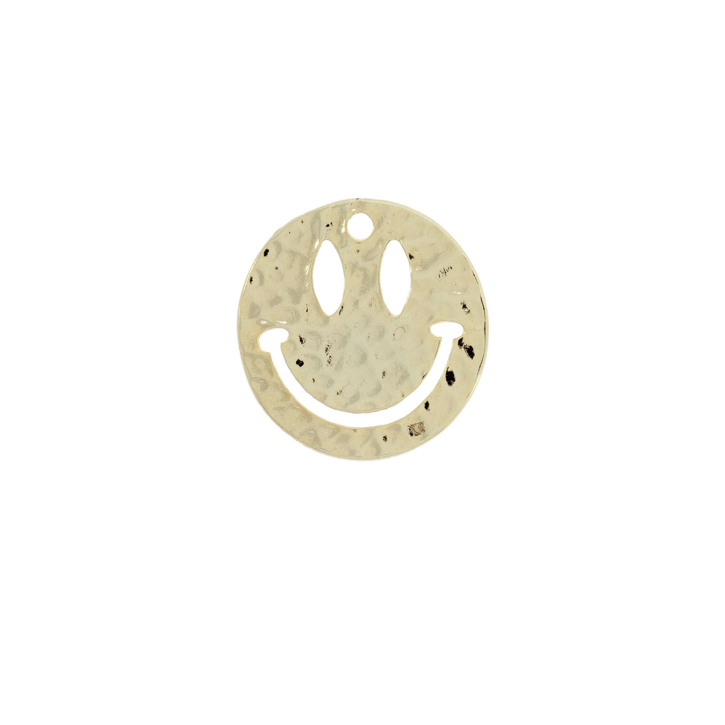 Dije Carita Feliz Martillada Con Baño De Oro 24Kt. De 24 Mm. De Dia.(Bolsa De 4 Piezas)