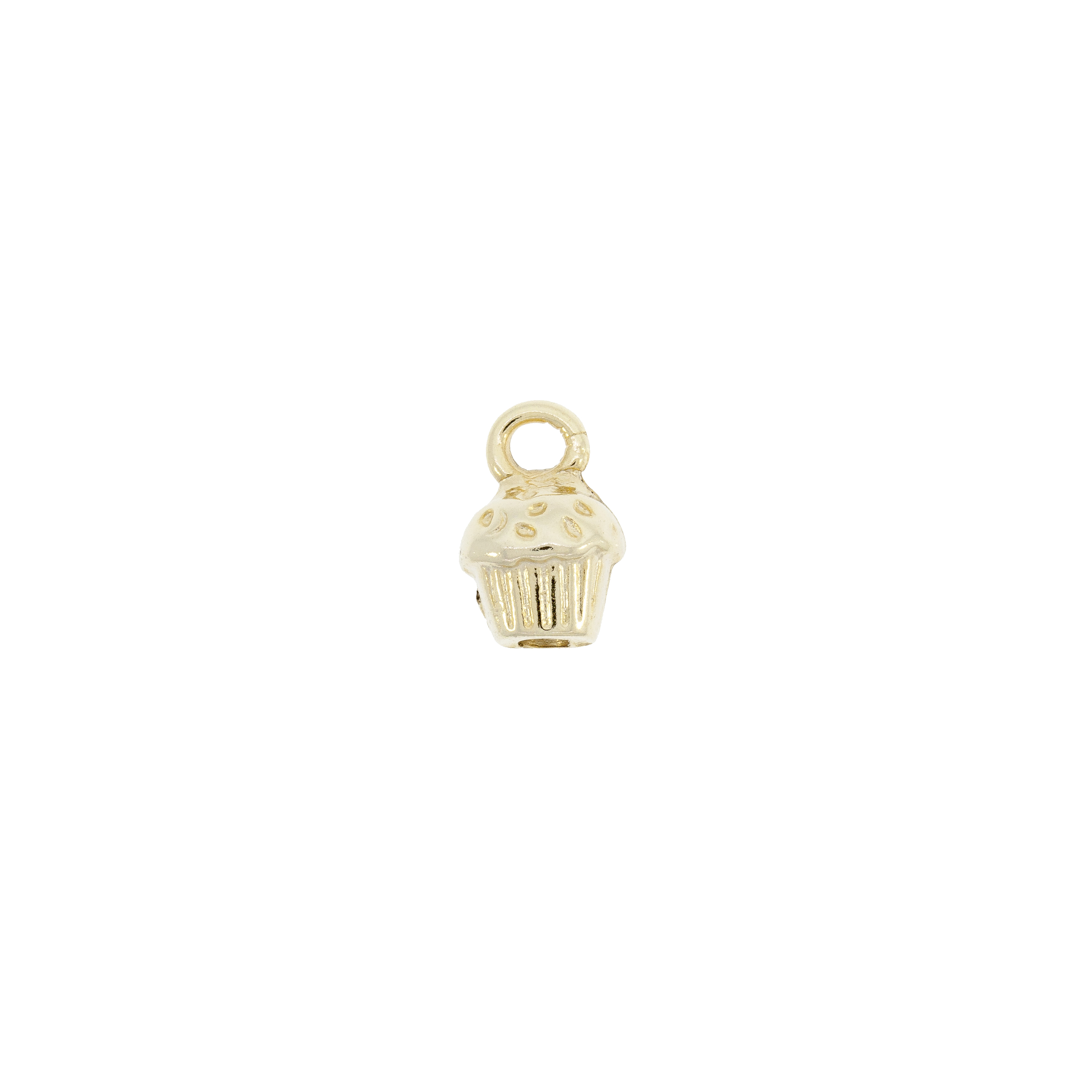 Dije Cupcake Con Baño De Oro 24Kt. De 15 * 10 Mm.(Bolsa De 4 Piezas)