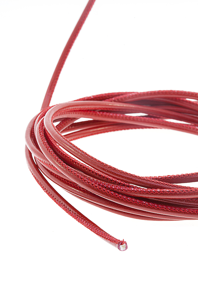 Cordon Cosido Tubular Vegano De 3.0Mm Color Rosso