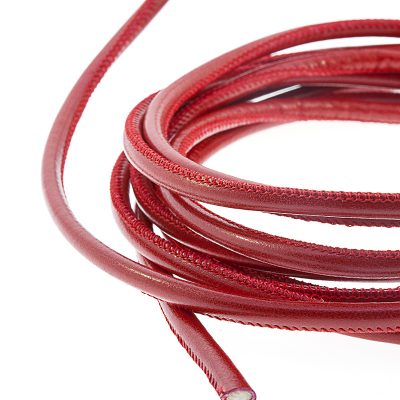 Cordon Cosido Tubular Vegano De 4.0Mm Color Rosso