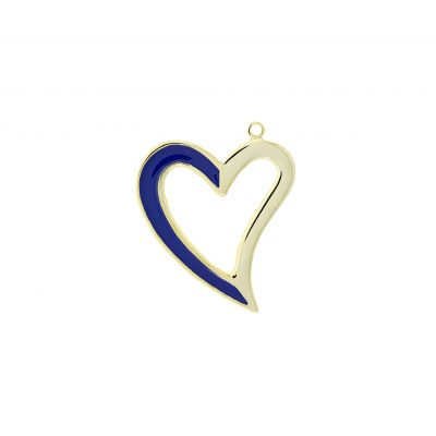 Colgante Corazon Esmaltado Azul Con Baño De Oro 24Kt. De 52 * 49 Mm.(Bolsa De 1 Pieza)