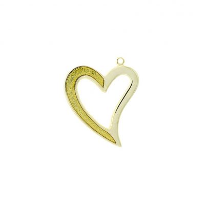 Colgante Corazon Esmaltado  Amarillo Translucido Con Baño De Oro 24Kt. De 52 * 49 Mm.(Bolsa De 1 Pieza)