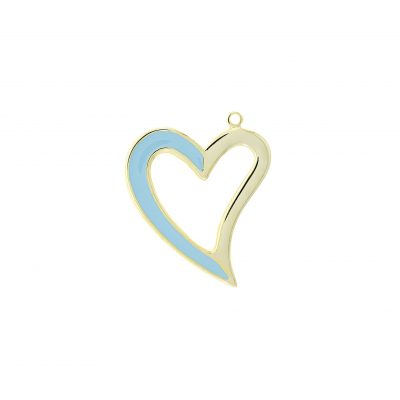 Colgante Corazon Esmaltado Celeste Con Baño De Oro 24Kt. De 52 * 49 Mm.(Bolsa De 1 Pieza)