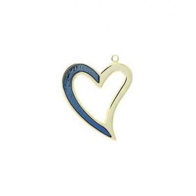 Colgante Corazon Esmaltado  Azul Translucido Con Baño De Oro 24Kt. De 52 * 49 Mm.(Bolsa De 1 Pieza)