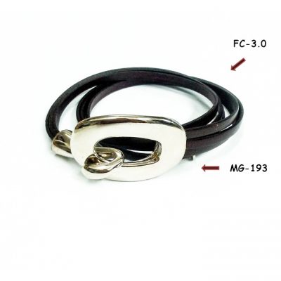 Pulsera De Cuero Negro Y Cierre En Níquel Ovalado | Diy Black Leather And Oval Nickel End