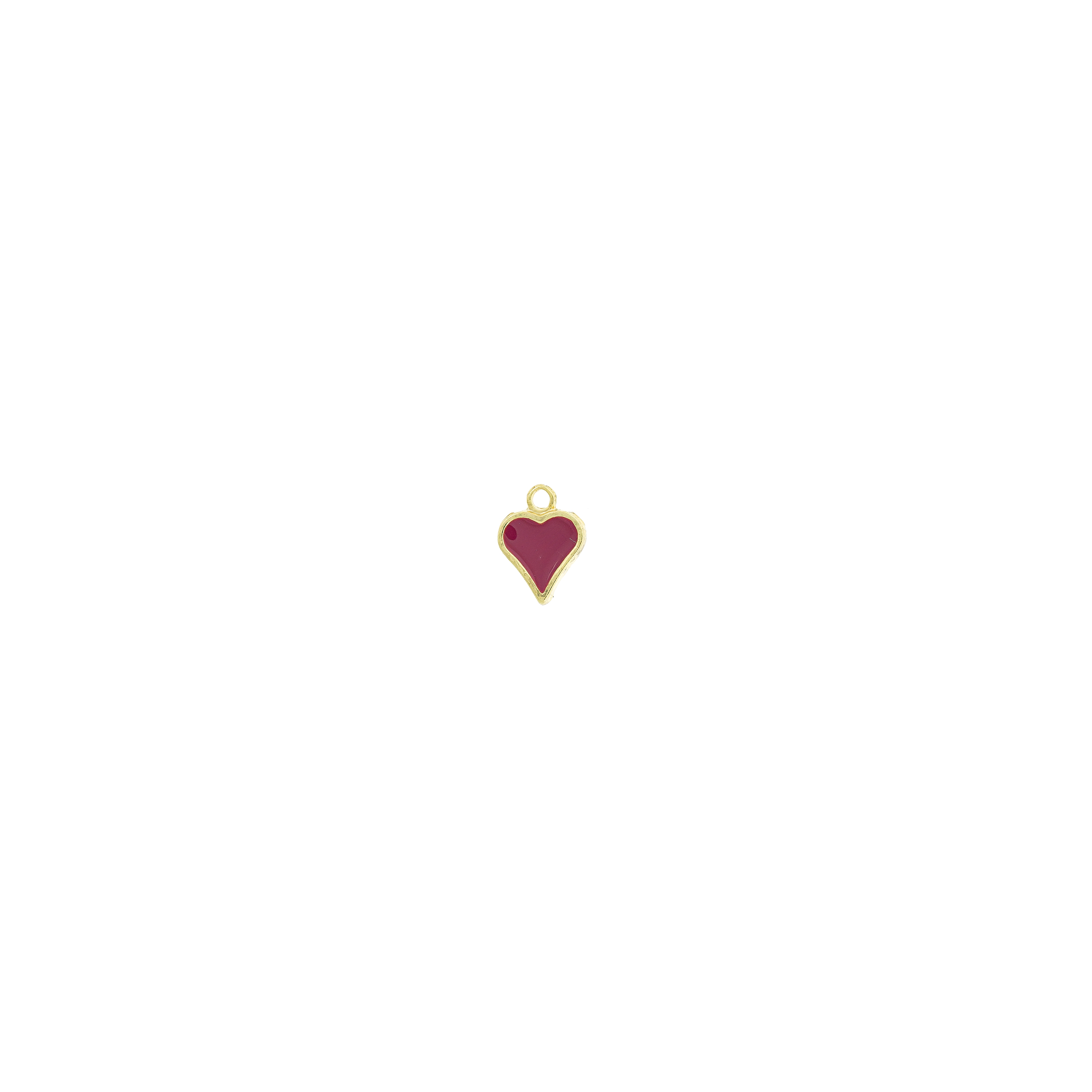 Dije Corazon Esmaltado Fucsia De 15 * 16 Mm. Con Baño De Oro 24Kt.(Bolsa De 6 Piezas)