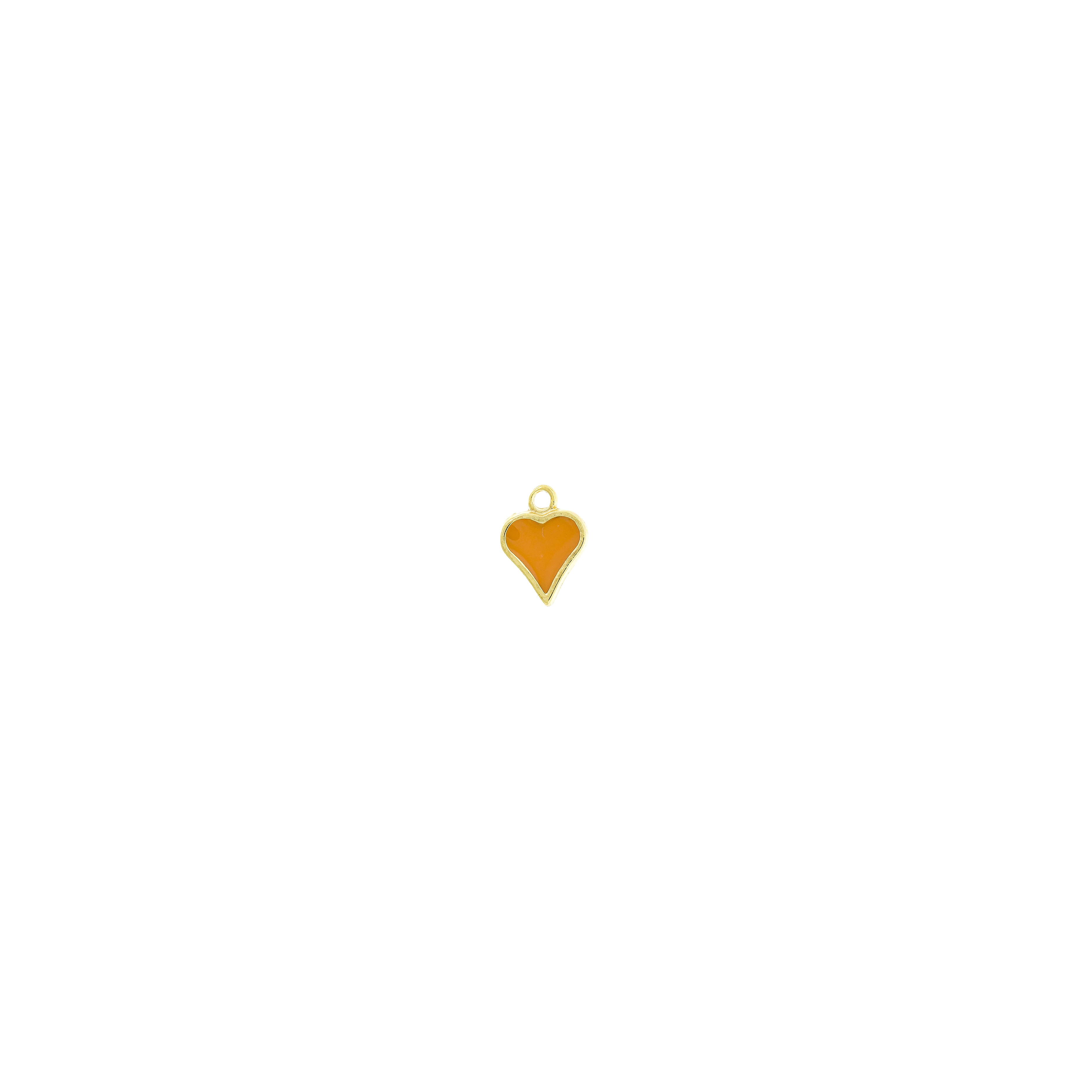 Dije Corazon Esmaltado Naranja De 15 * 16 Mm. Con Baño De Oro 24Kt.(Bolsa De 6 Piezas)