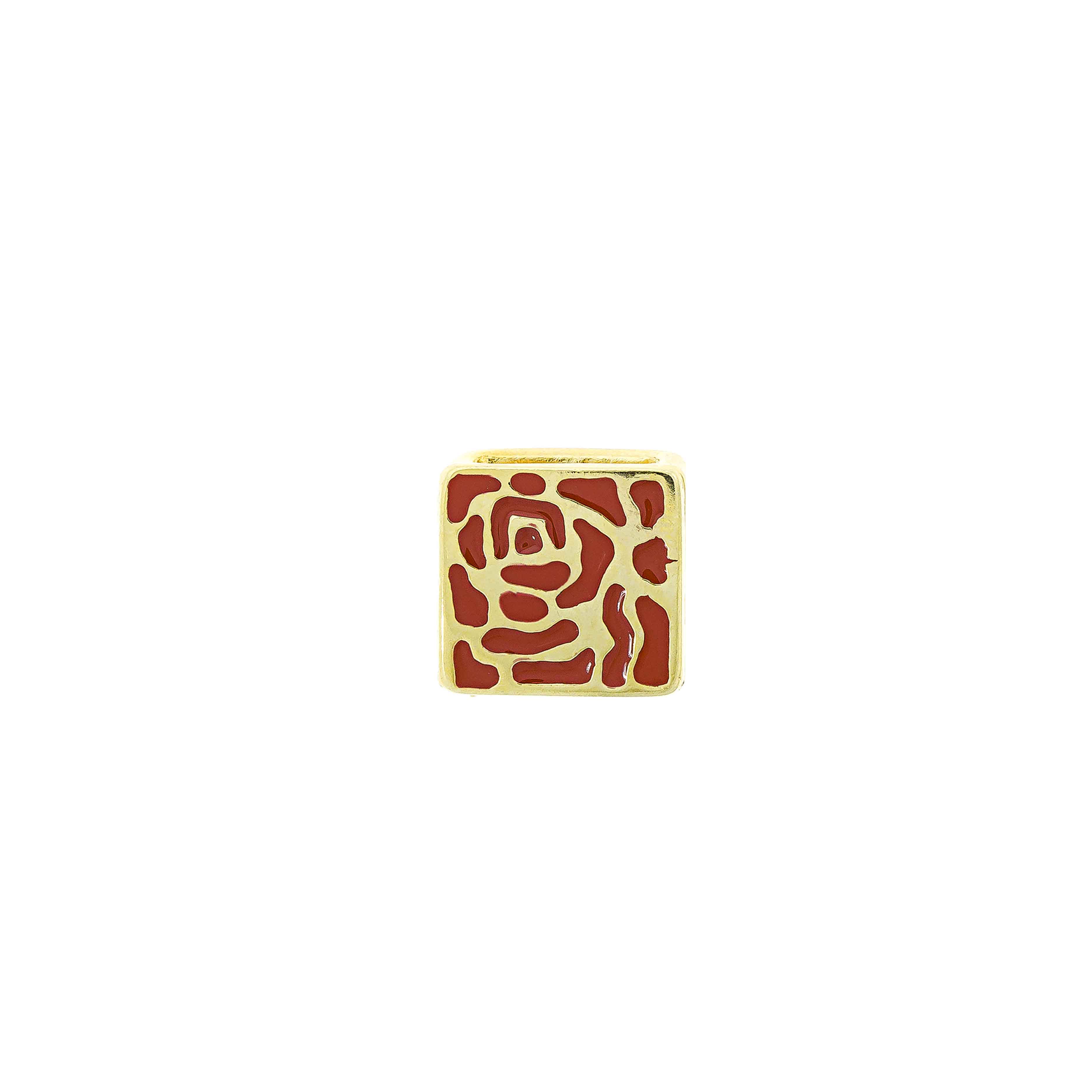 Pasador Esmaltado Rojo con baño de Oro 24Kt. de 26 * 26 mm. Para fleje de cuero 12 mm.bolsa de 2 piezas