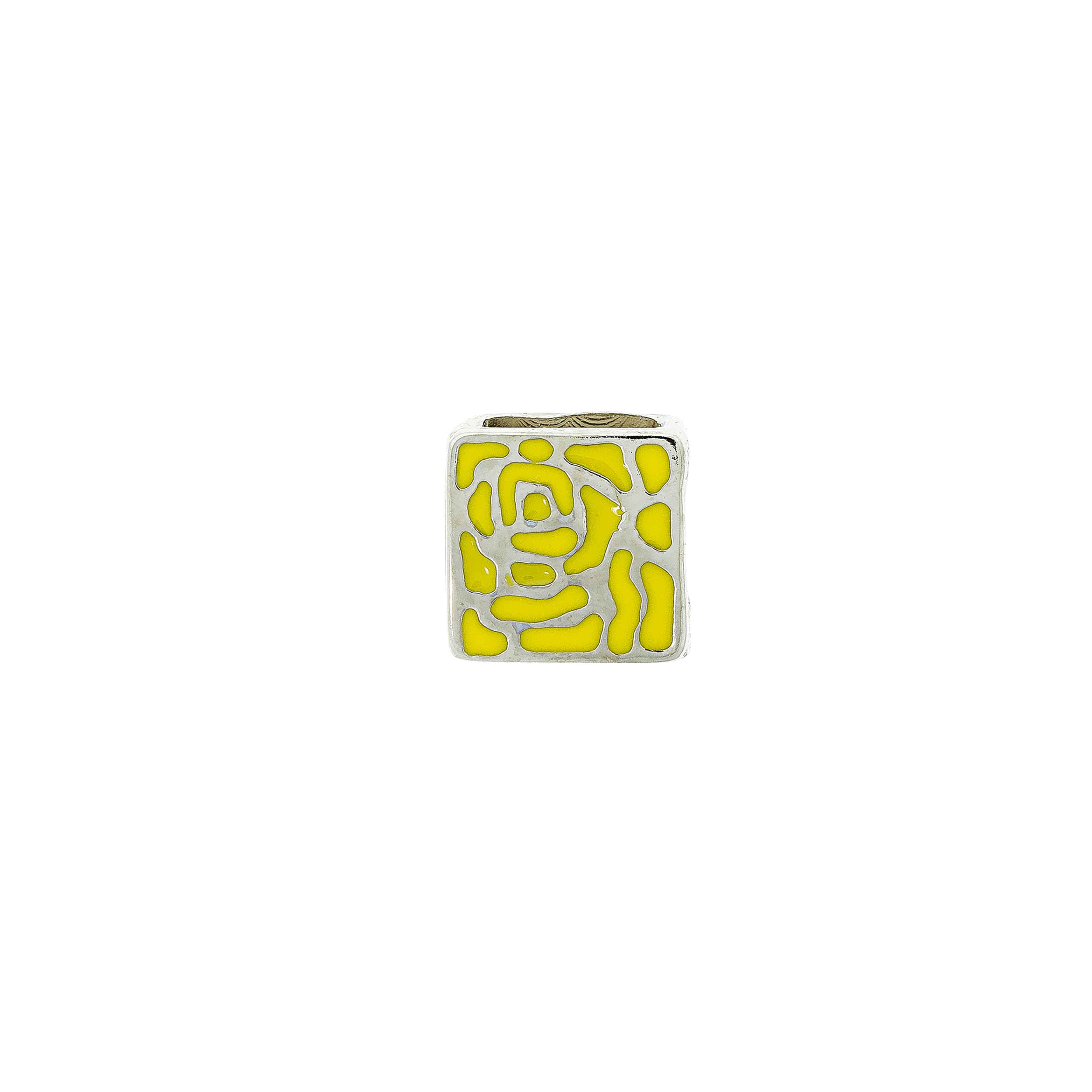 Pasador Esmaltado Amarillo con baño de niquel de 26 * 26 mm. Para fleje de cuero 12 mm.bolsa de 2 piezas