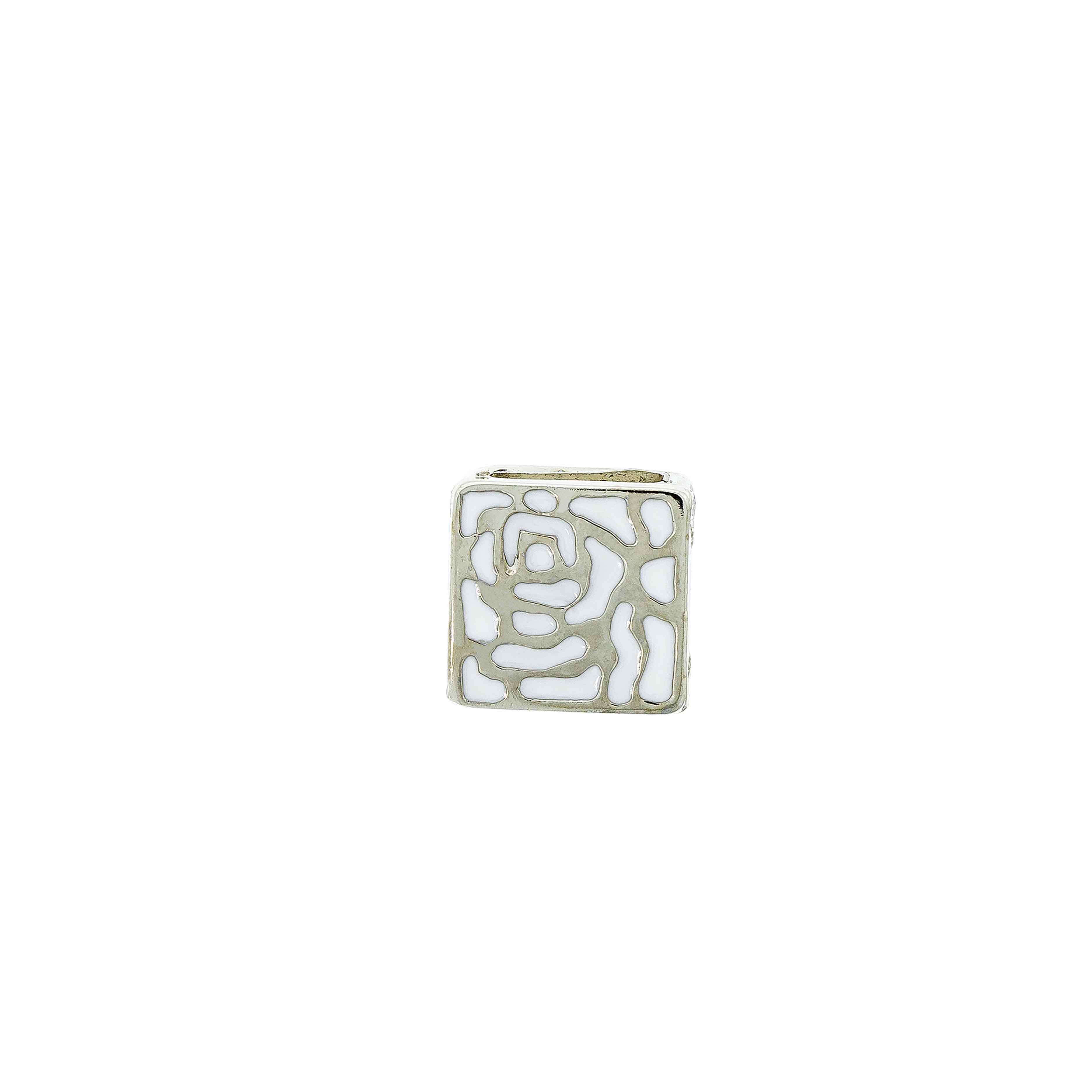 Pasador Esmaltado Blanco con baño de niquel de 26 * 26 mm. Para fleje de cuero 12 mm.bolsa de 2 piezas