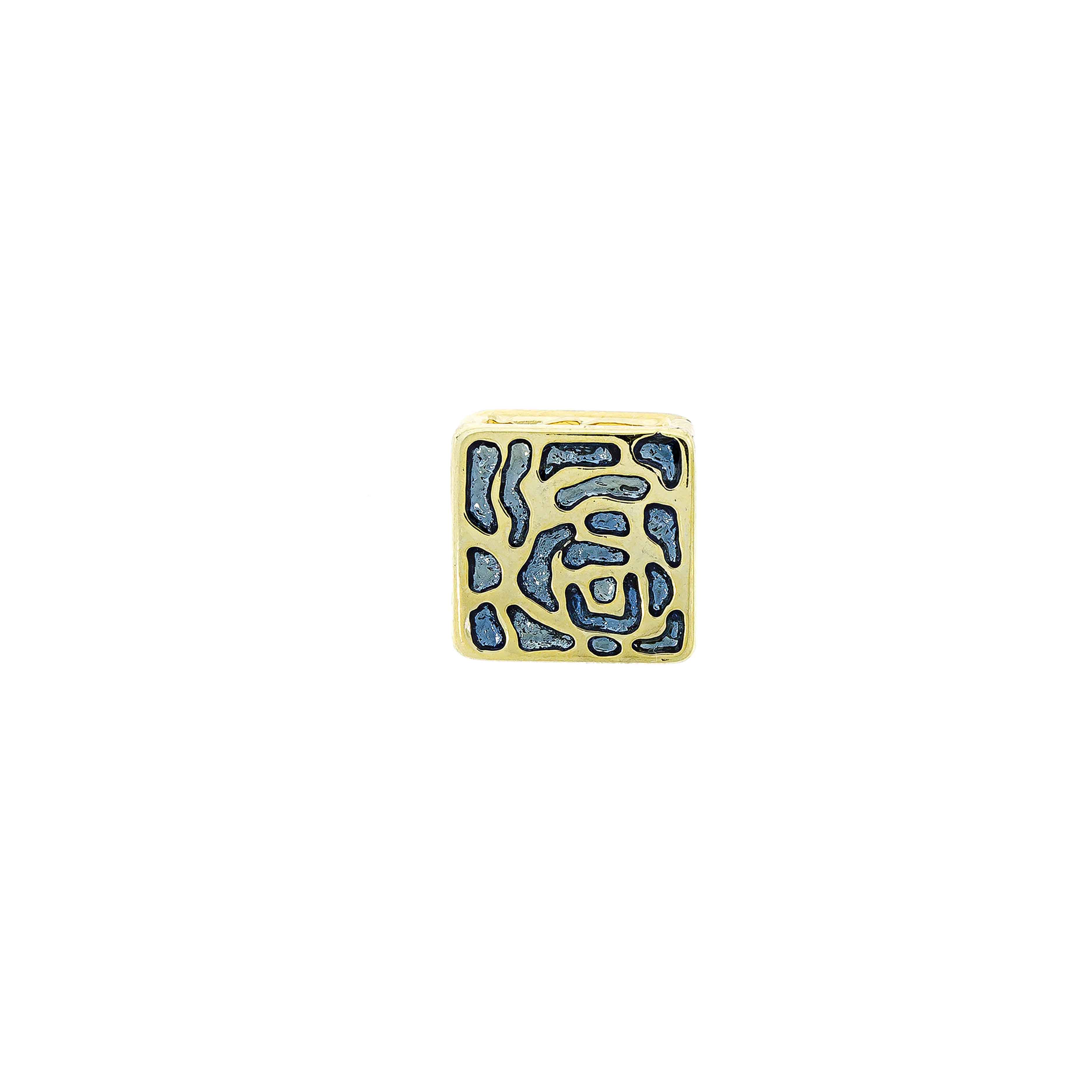 Pasador Esmaltado Azul Translucido Con Baño De Oro 24Kt. de 26 * 26 mm. Para Fleje De Cuero De 12 Mm.Bolsa De 2 Piezas