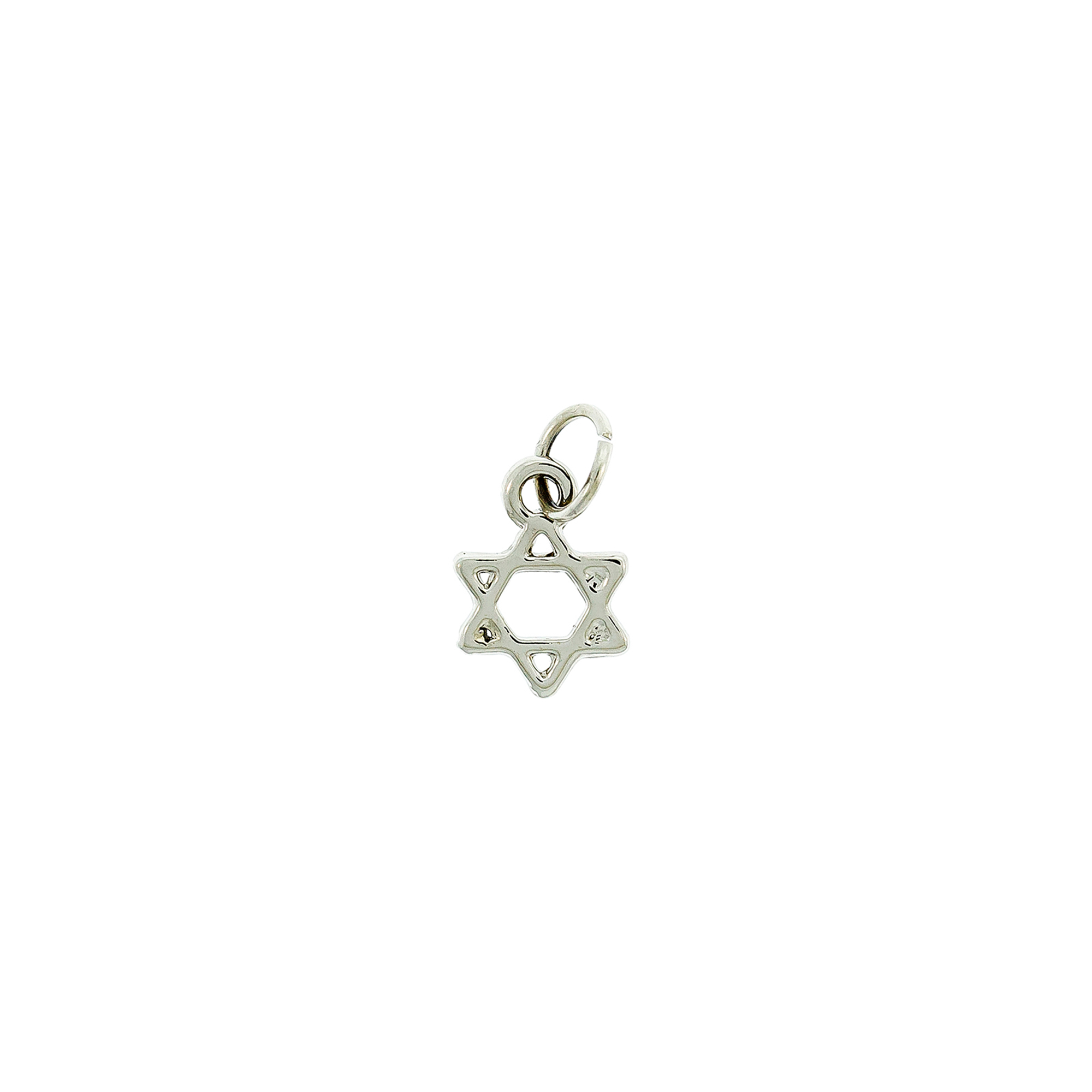 DIJE ESTRELLA DE DAVID DE 12 * 8 mm. BAÑO DE NIQUEL. (Bolsa de 12 Piezas)