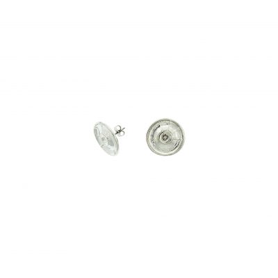 ZARCILLO DE 15 mm BAÑADO EN NIQUEL CON RETENEDOR  (BOLSA DE 1 SET)