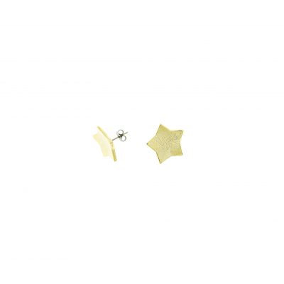 ZARCILLO ESTRELLA PEQUEÑO DE 15 mm BAÑADO EN ORO 24KT. CON RETENEDOR  (BOLSA DE 1 SET)