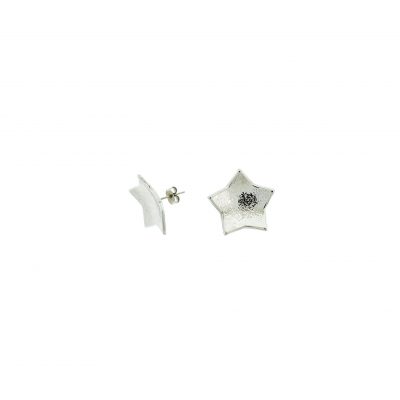 ZARCILLO ESTRELLA MEDIANO DE 20 mm BAÑADO EN NIQUEL CON RETENEDOR (BOLSA DE 1 SET)