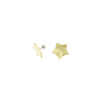 ZARCILLO ESTRELLA MEDIANO DE 20 mm BAÑADO EN ORO 24KT. CON RETENEDOR (BOLSA DE 1 SET)