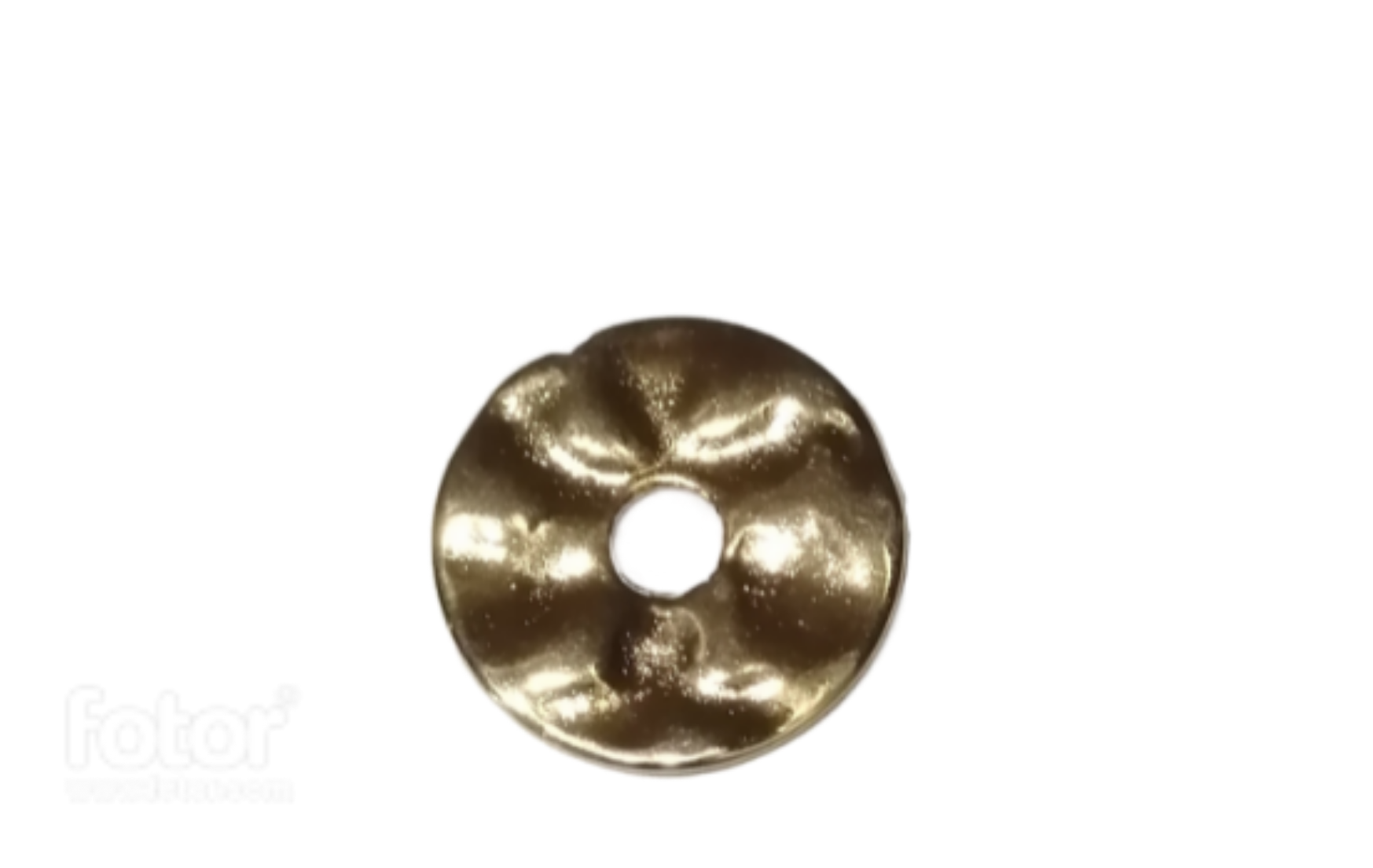 Separador Bañado En Oro 24Kt. De 16.5 mm. Martillada De Dia. Con Orificio De 4 mm. De Dia.(Bolsa De 6 Piezas)